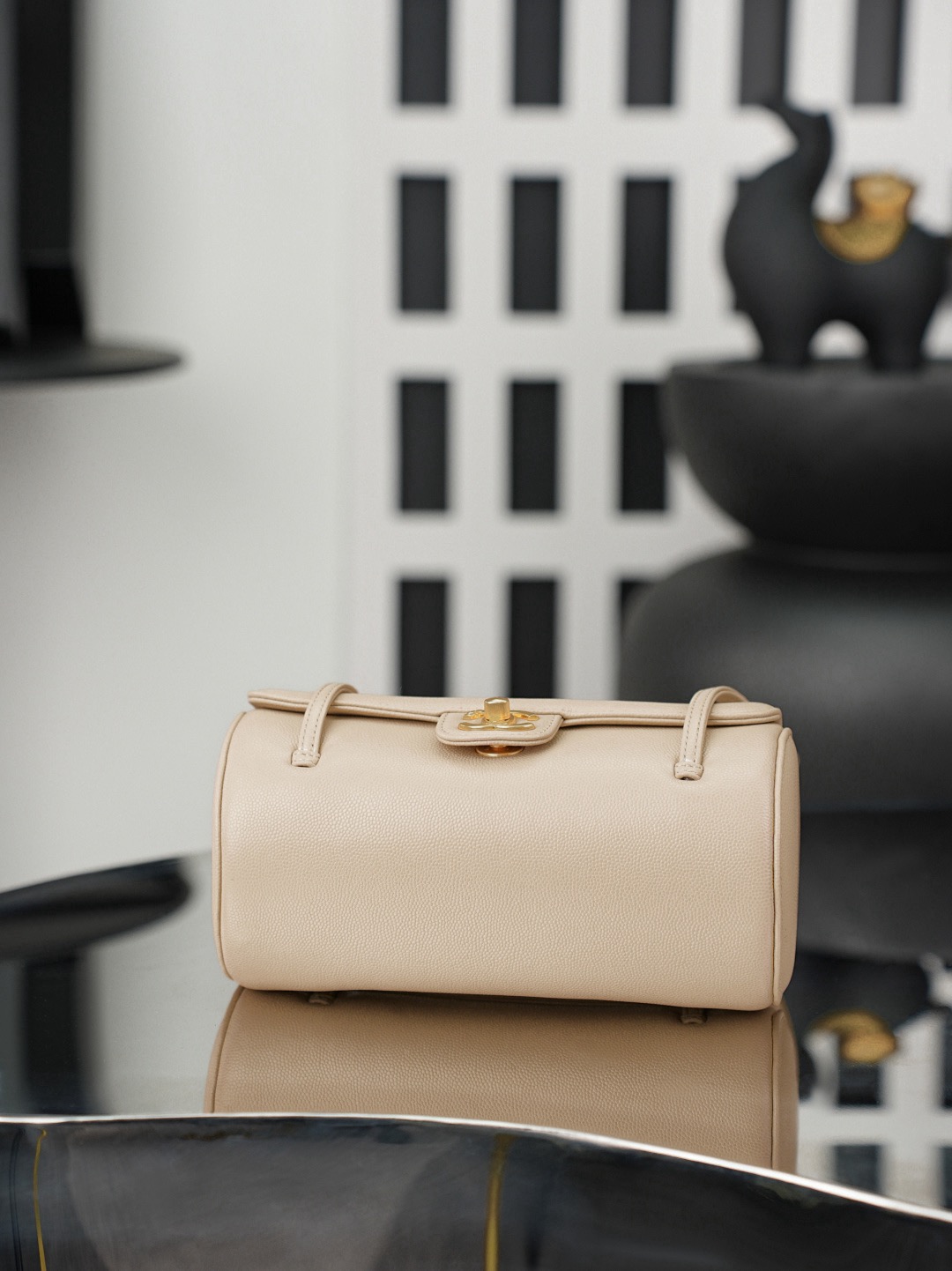 CHANEL Shiny Caviar Preppy Coco Small Bowling Bag - image 5