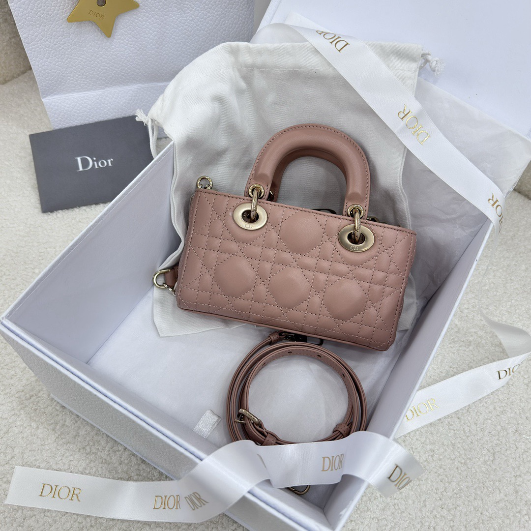 Micro Lady D-Joy Bag Cannage Lambskin Rose des Vents - image 3