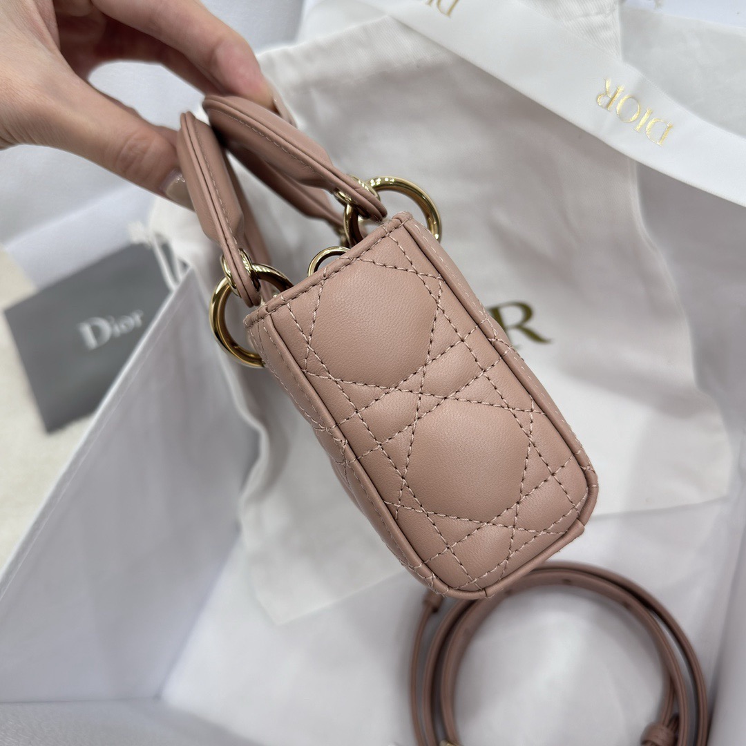 Micro Lady D-Joy Bag Cannage Lambskin Rose des Vents - image 4