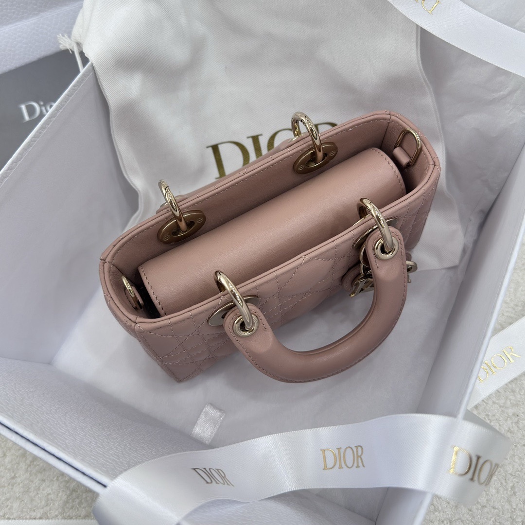 Micro Lady D-Joy Bag Cannage Lambskin Rose des Vents - image 6