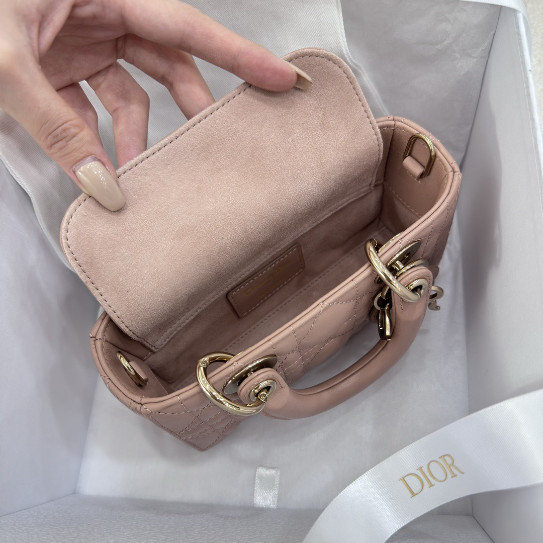 Micro Lady D-Joy Bag Cannage Lambskin Rose des Vents - image 7