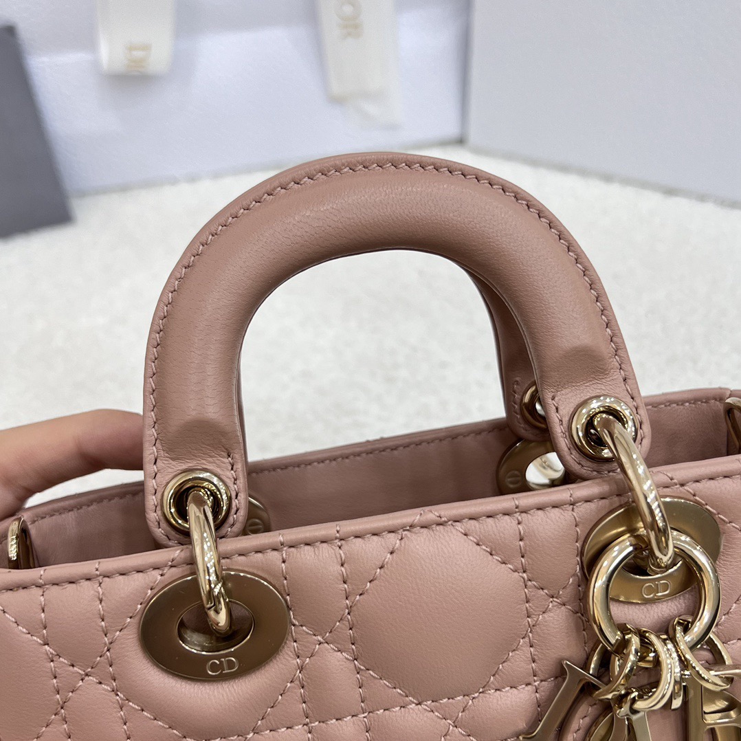 Micro Lady D-Joy Bag Cannage Lambskin Rose des Vents - image 8