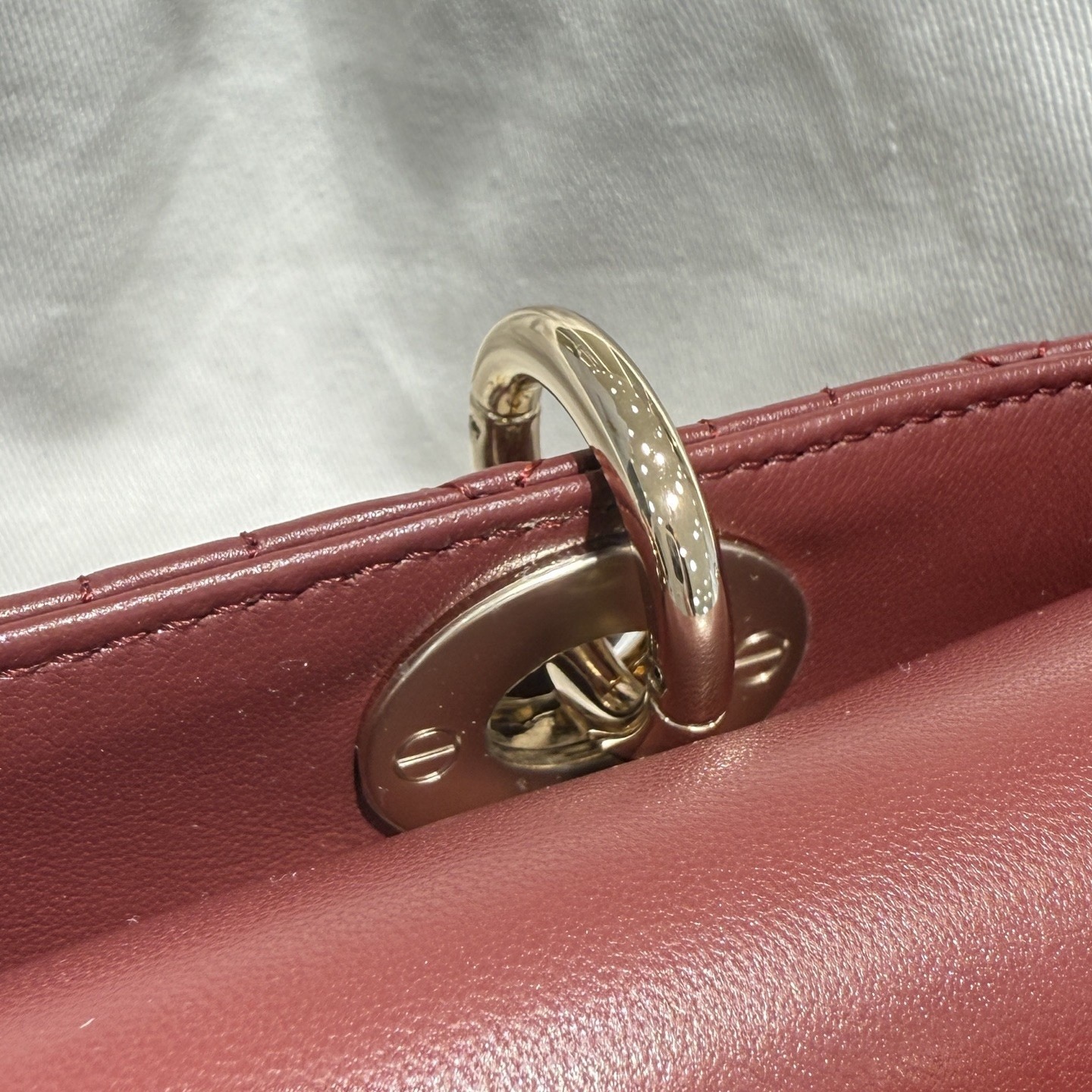 Small Lady D-Joy Bag Cannage Lambskin Burgundy - image 8