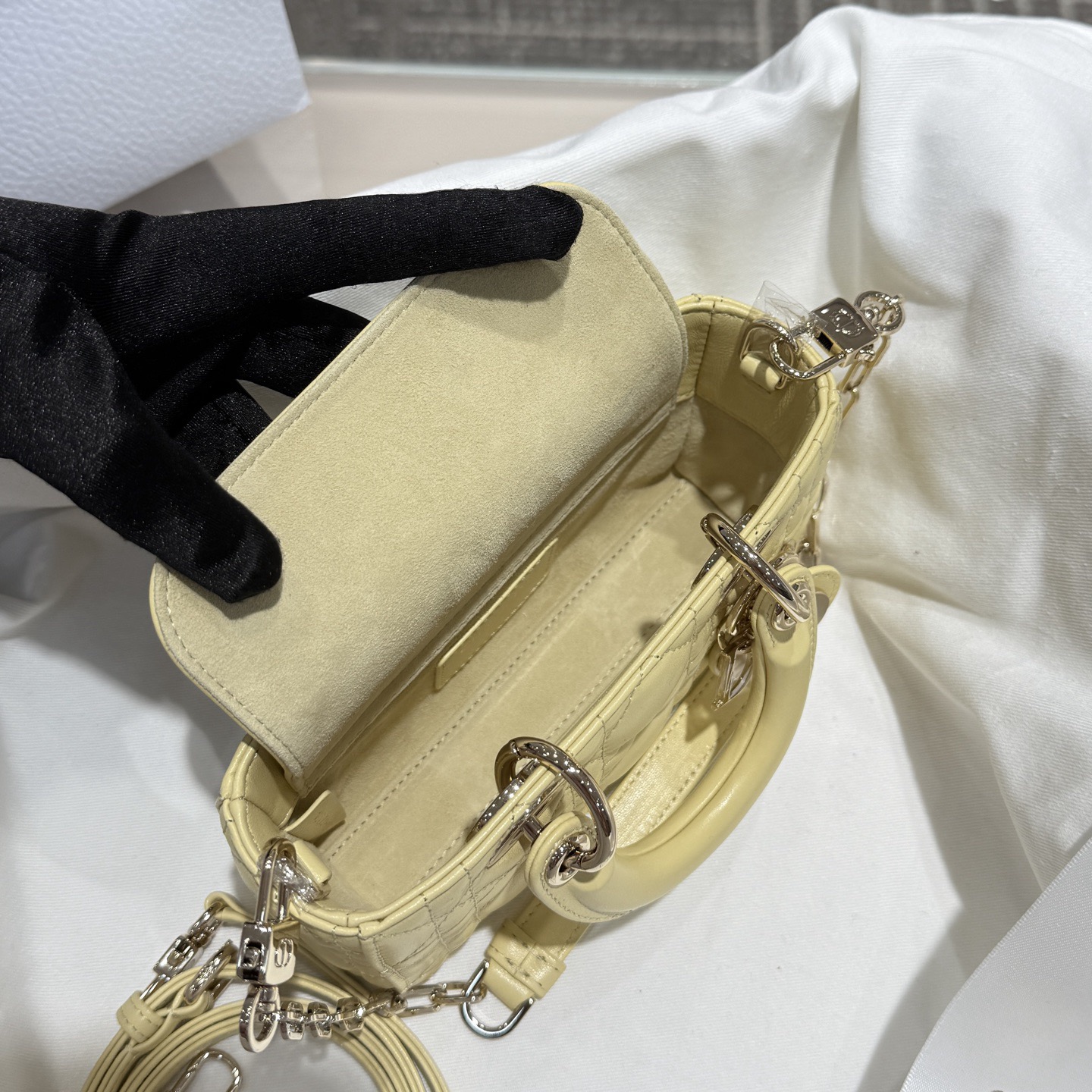 Micro Lady D-Joy Cannage Lambskin Light Yellow - image 6