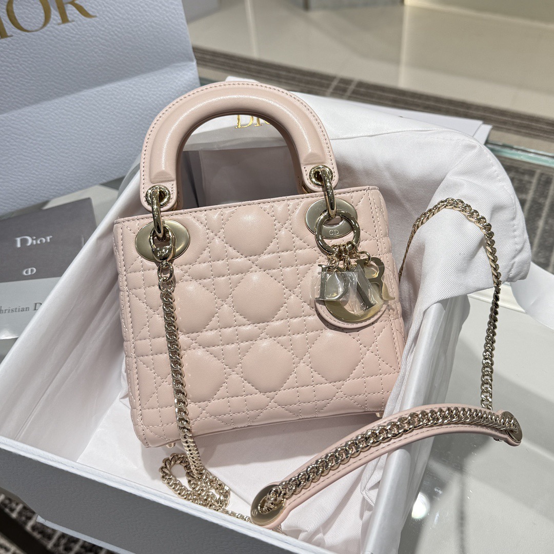 Mini Lady Dior Bag Cannage Lambskin Powder Pink - image 2