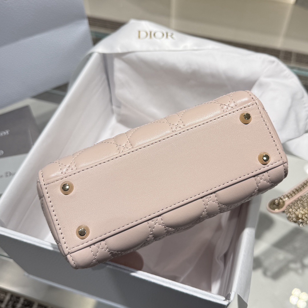 Mini Lady Dior Bag Cannage Lambskin Powder Pink - image 5
