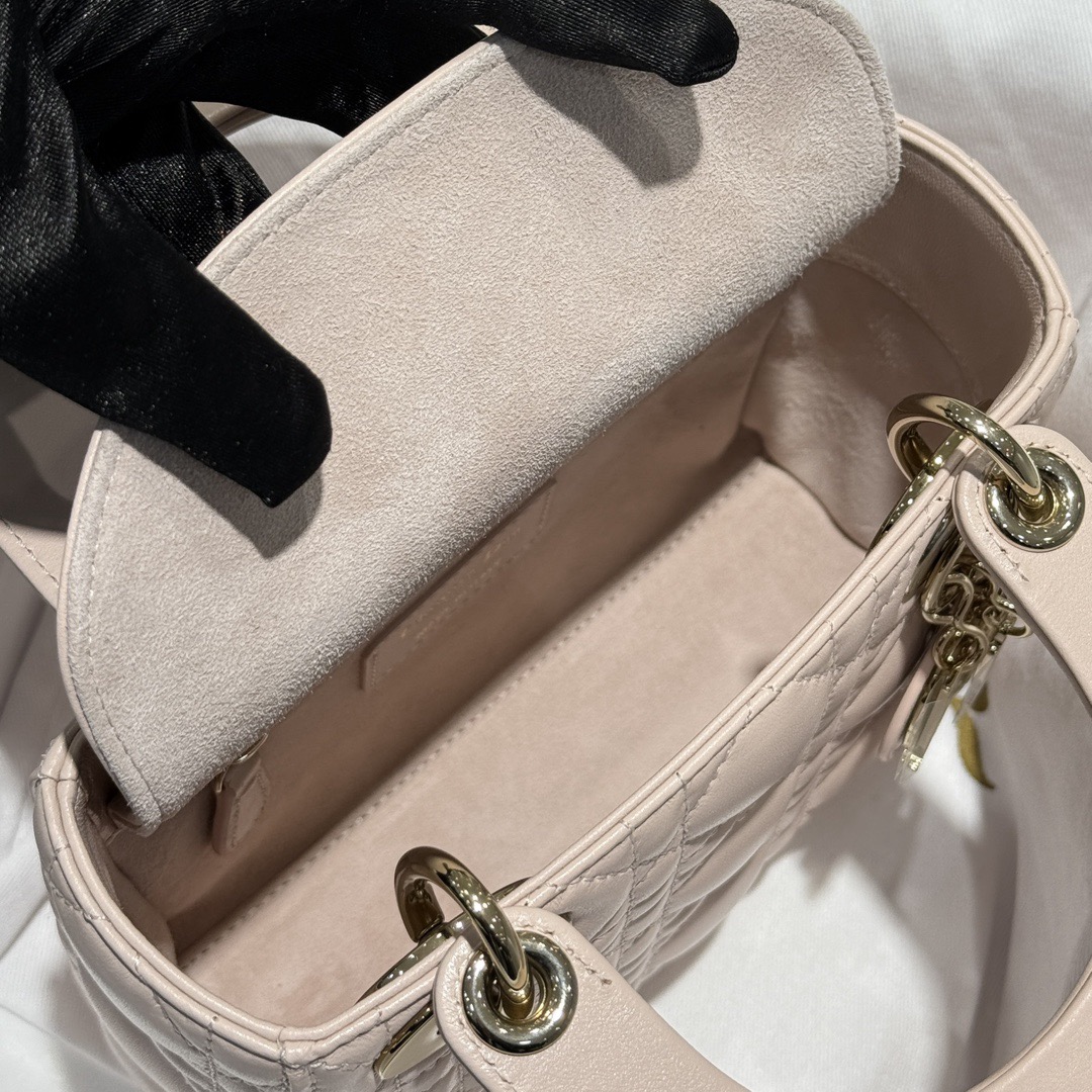 Mini Lady Dior Bag Cannage Lambskin Powder Pink - image 6