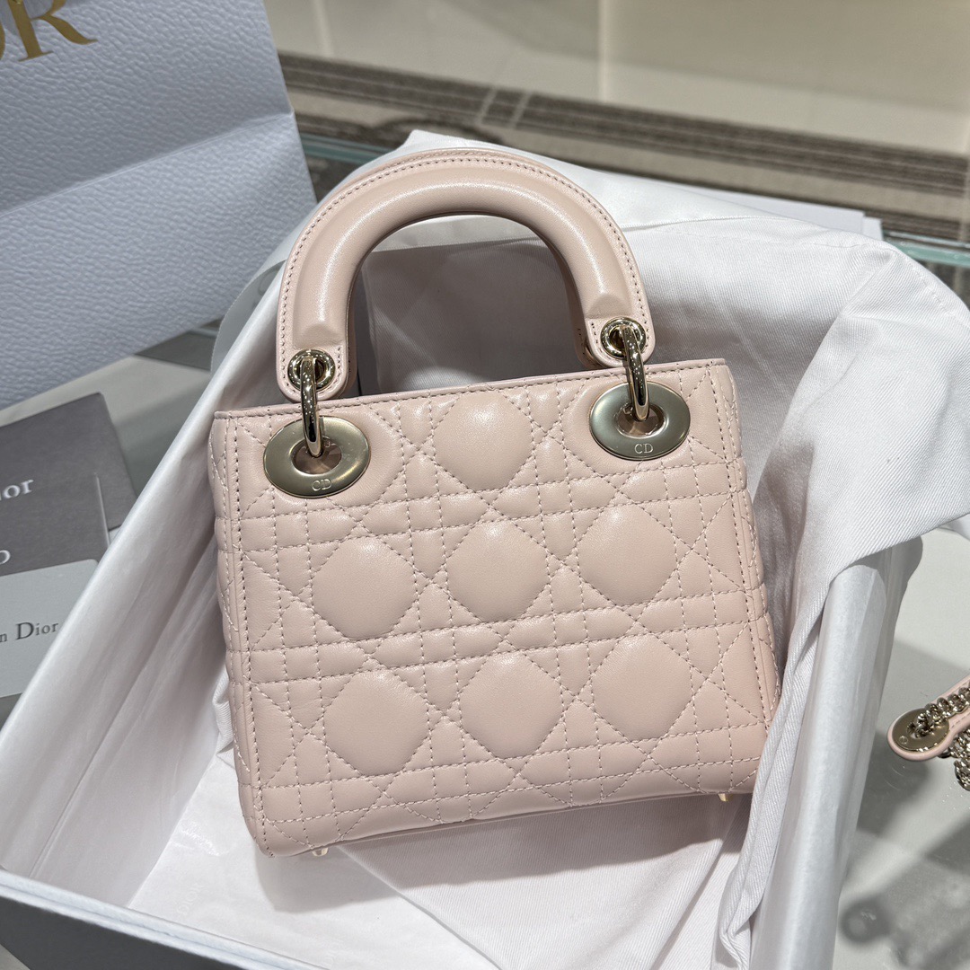 Mini Lady Dior Bag Cannage Lambskin Powder Pink - image 3