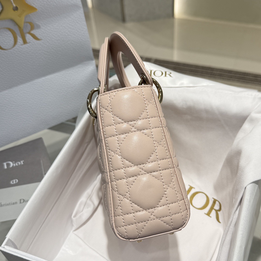 Mini Lady Dior Bag Cannage Lambskin Powder Pink - image 4