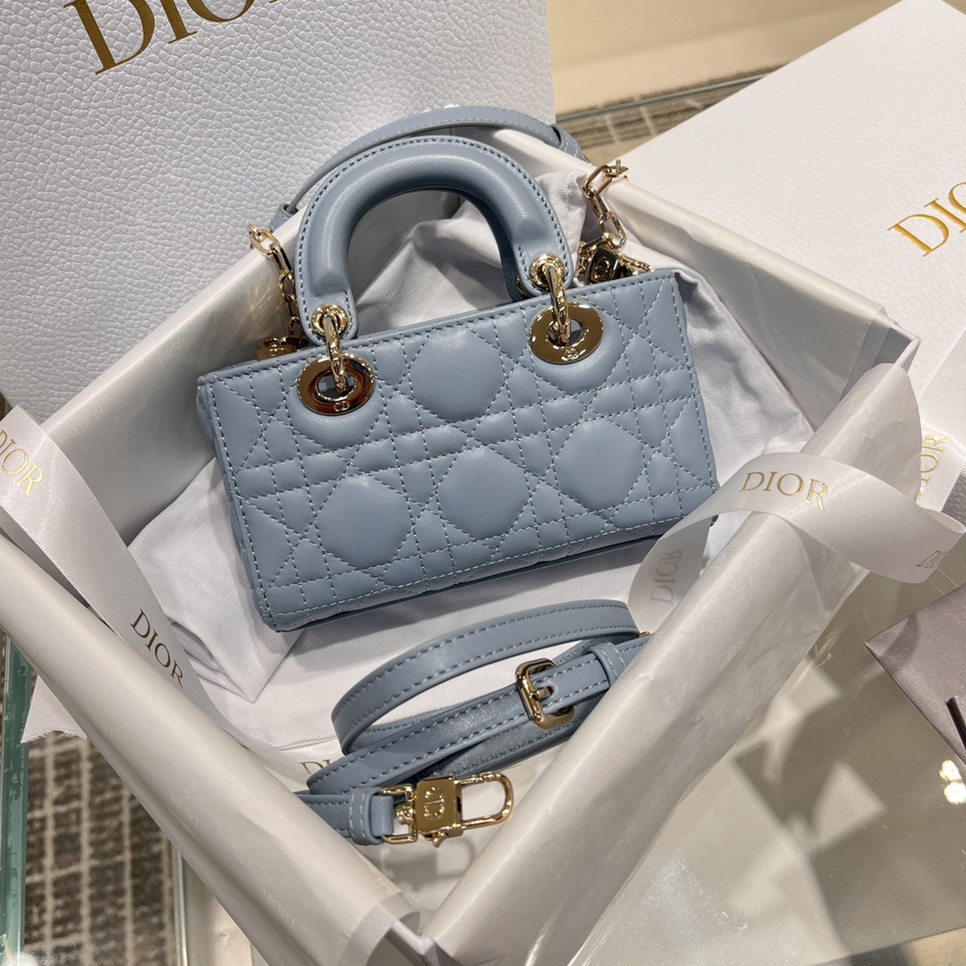 Micro Lady D-Joy Cannage Lambskin Blue - image 3