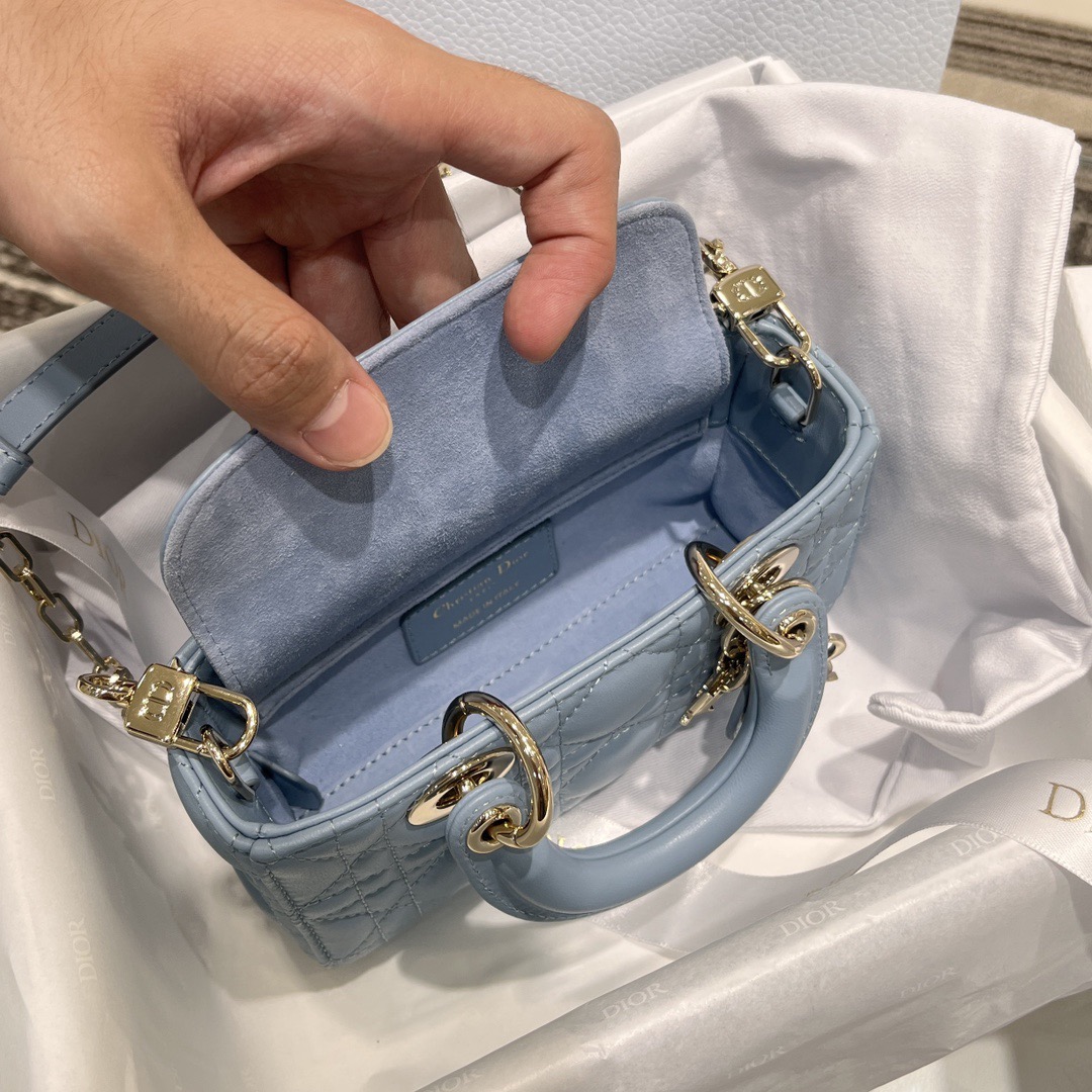 Micro Lady D-Joy Cannage Lambskin Blue - image 6