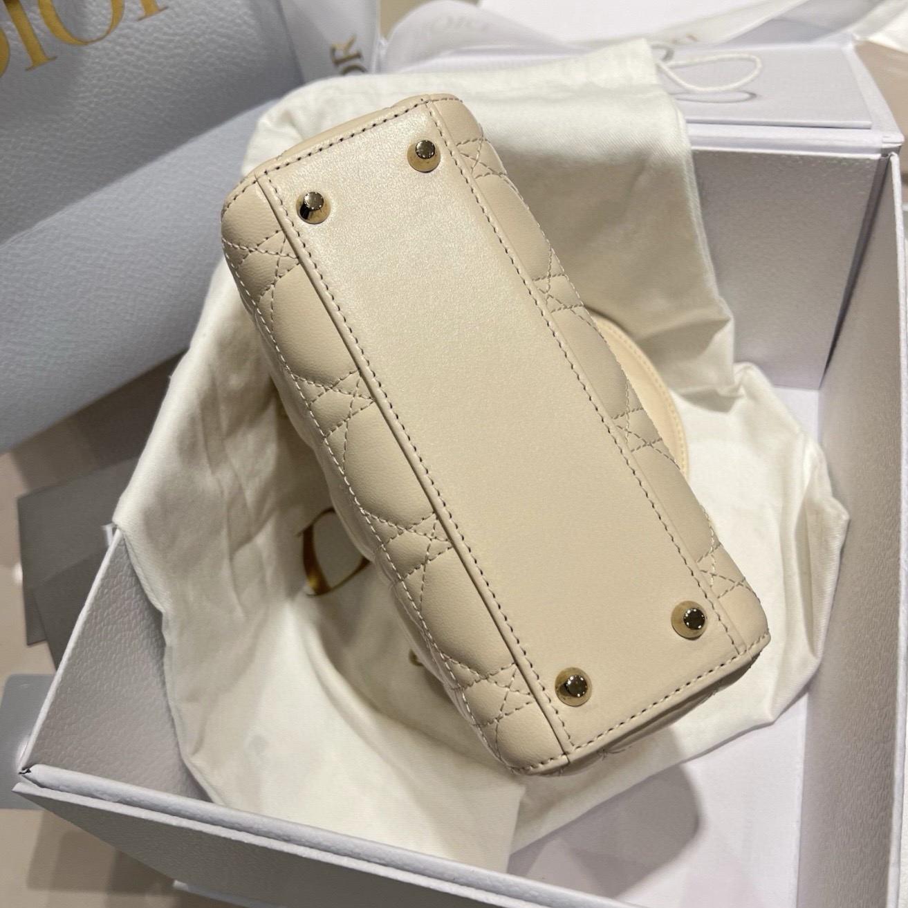 MINI Lady Dior Cannage Lambskin Light Beige - image 5