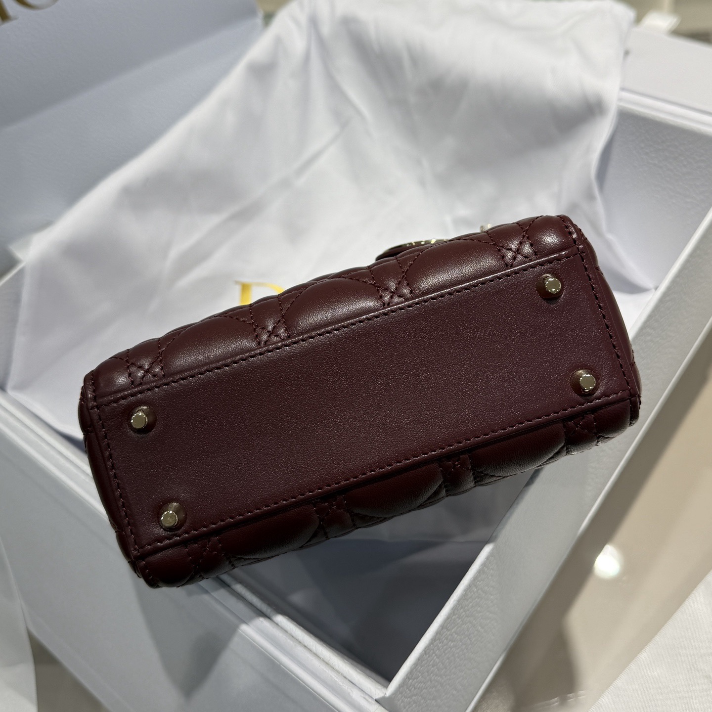 Mini Lady Dior Bag Deep Amaranth Pearlescent Cannage Lambskin - image 5