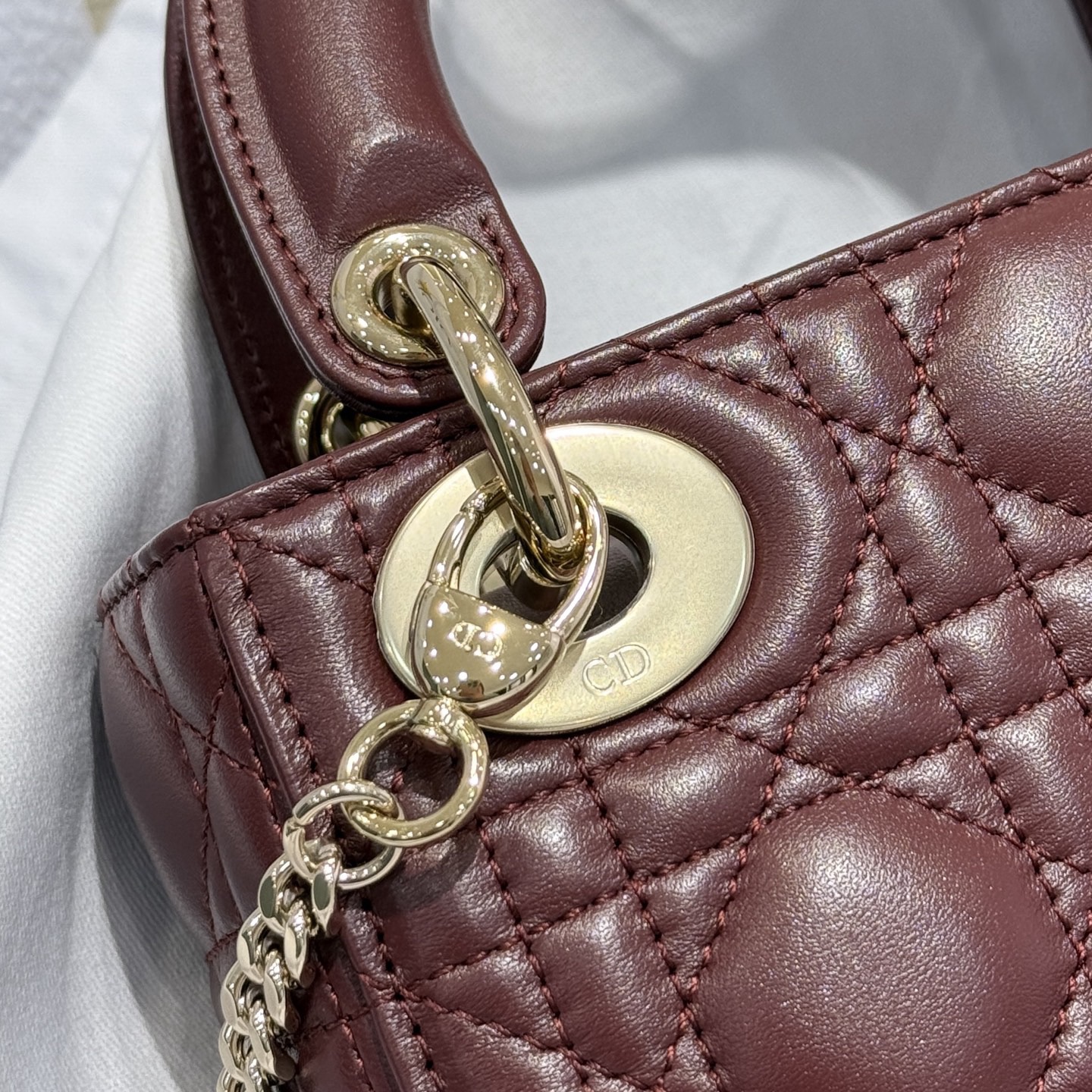 Mini Lady Dior Bag Deep Amaranth Pearlescent Cannage Lambskin - image 9