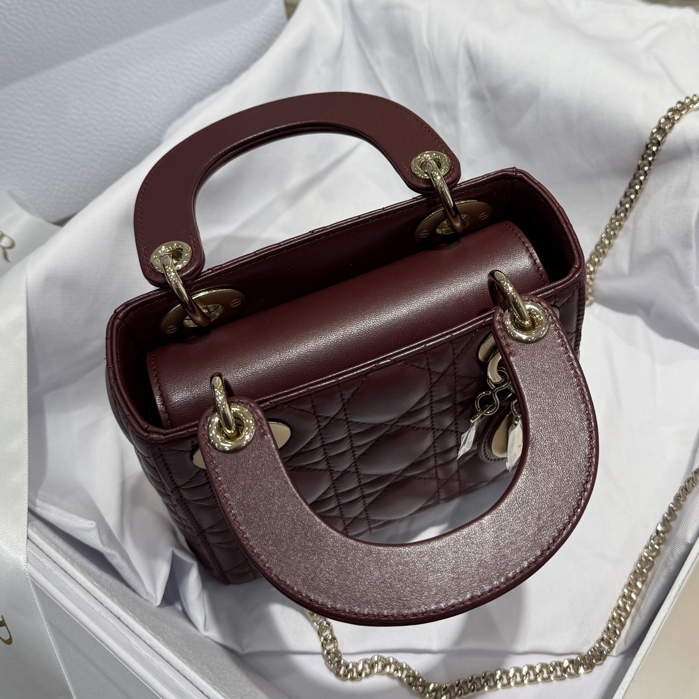 Mini Lady Dior Bag Deep Amaranth Pearlescent Cannage Lambskin - image 6