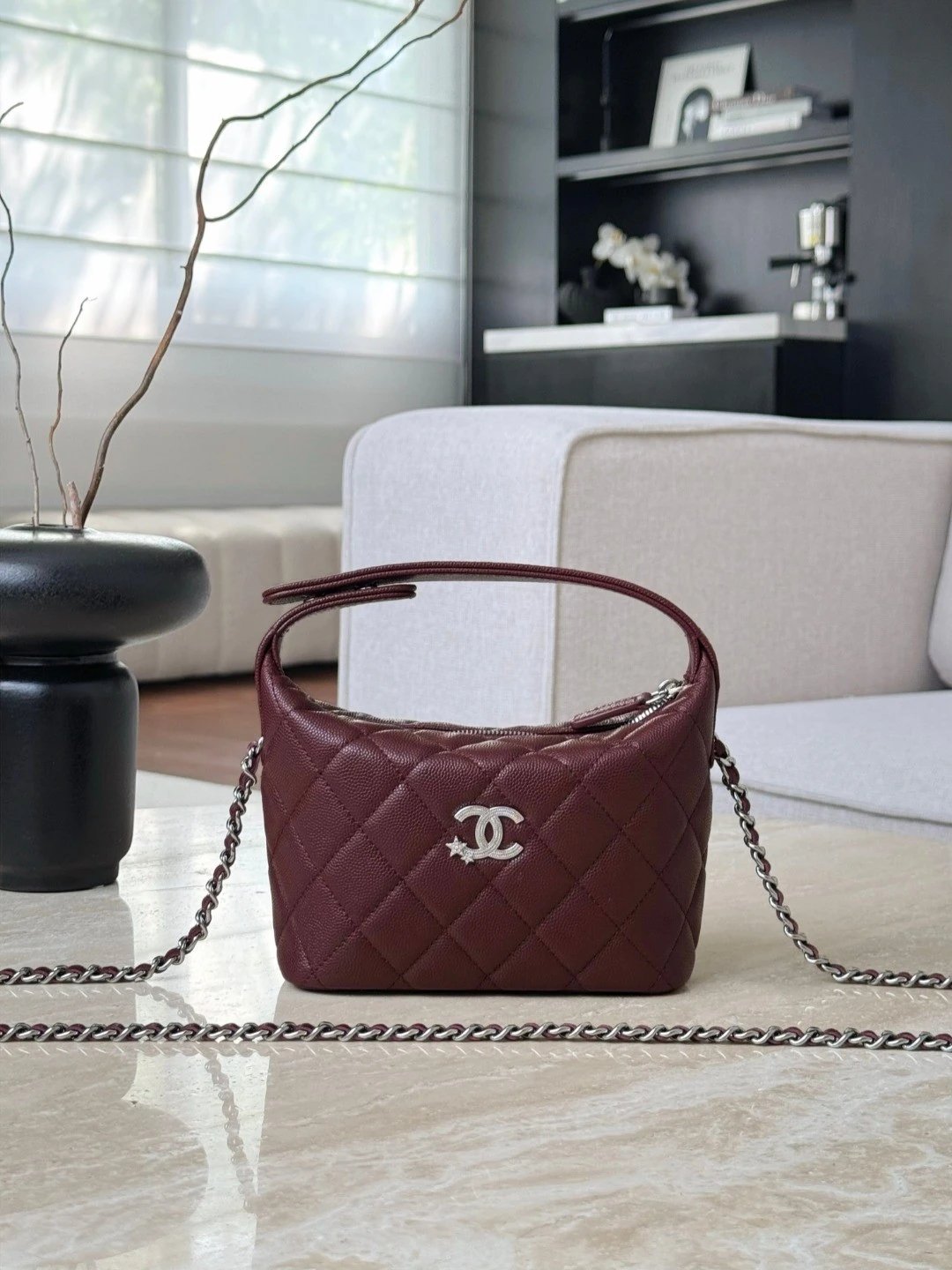 CHANEL Quilted Caviar Leather with Chain Strass Star - image 2