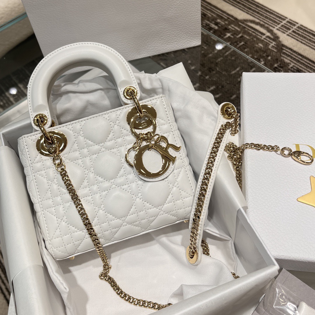 Mini Lady Dior Bag Latte Pearlescent Cannage Lambskin - image 2