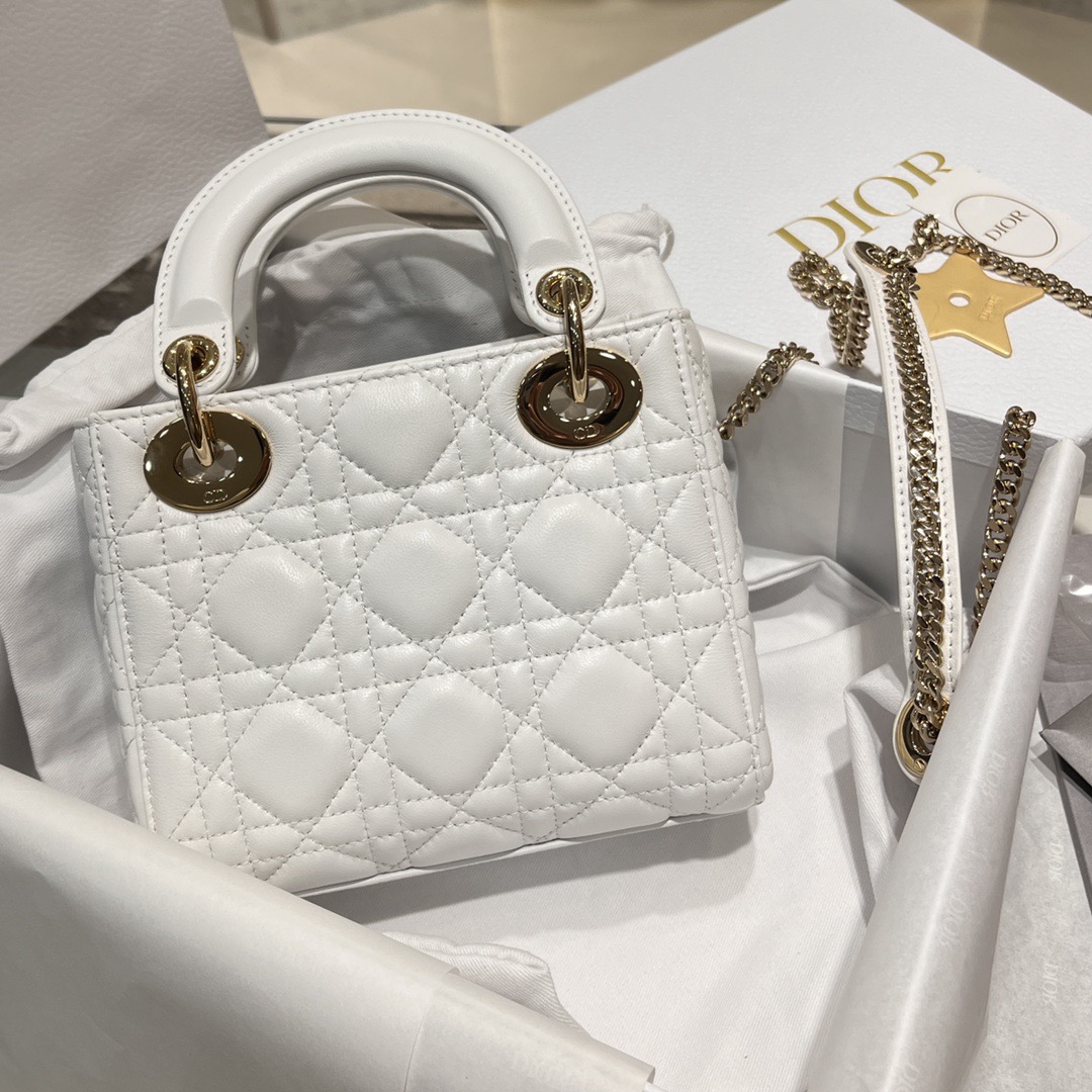 Mini Lady Dior Bag Latte Pearlescent Cannage Lambskin - image 3