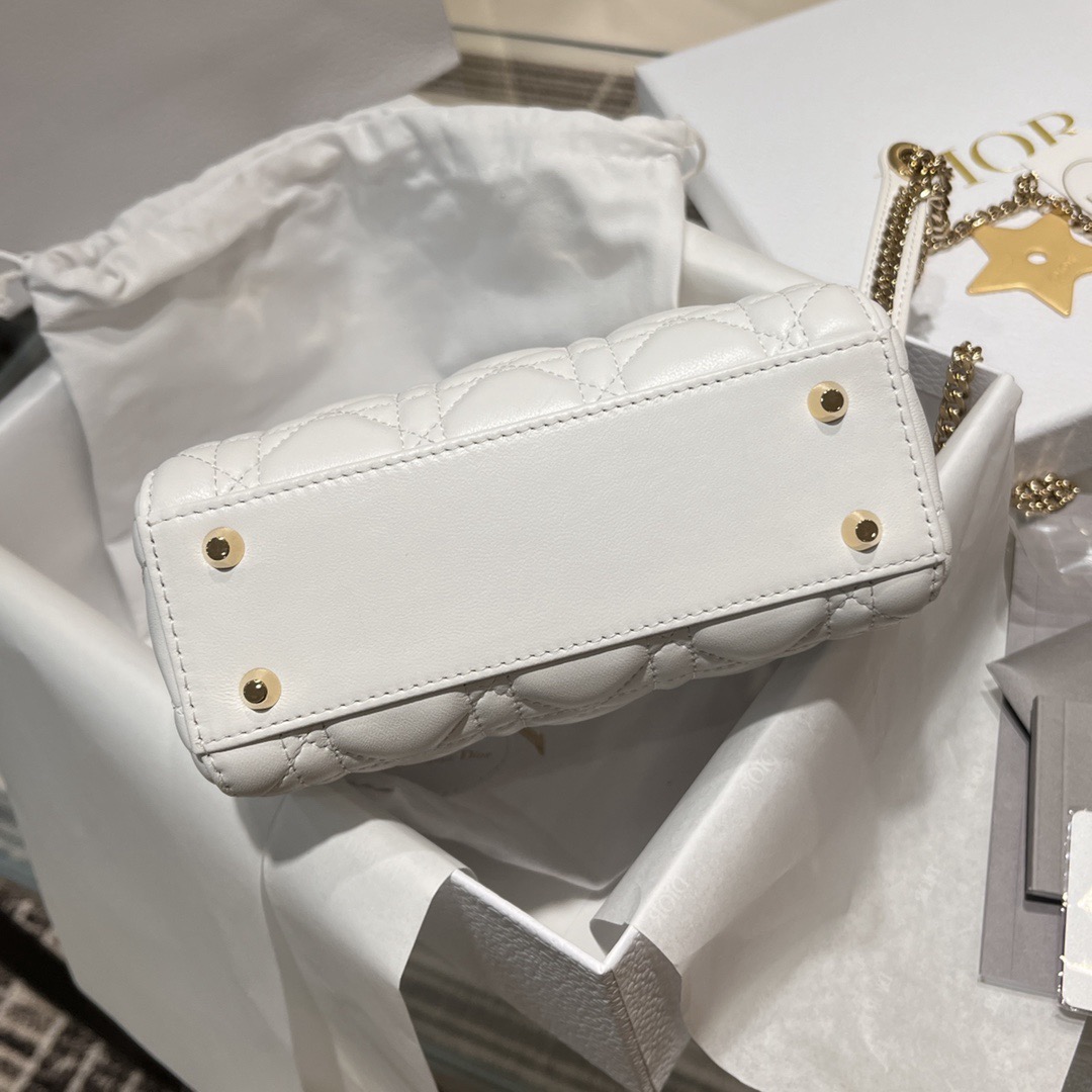 Mini Lady Dior Bag Latte Pearlescent Cannage Lambskin - image 5