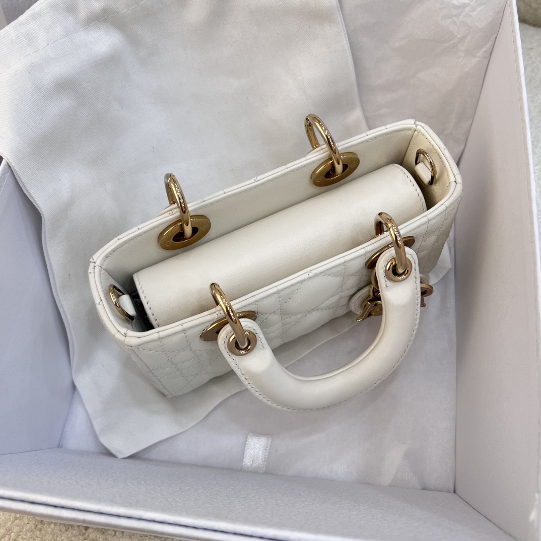 Micro Lady D-Joy Bag Cannage Lambskin White - image 6