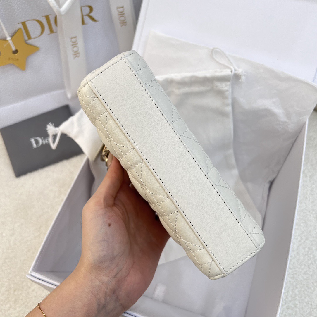 Micro Lady D-Joy Bag Cannage Lambskin White - image 5