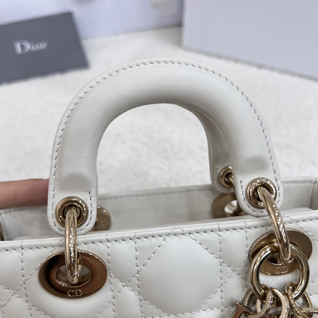 Micro Lady D-Joy Bag Cannage Lambskin White - image 8