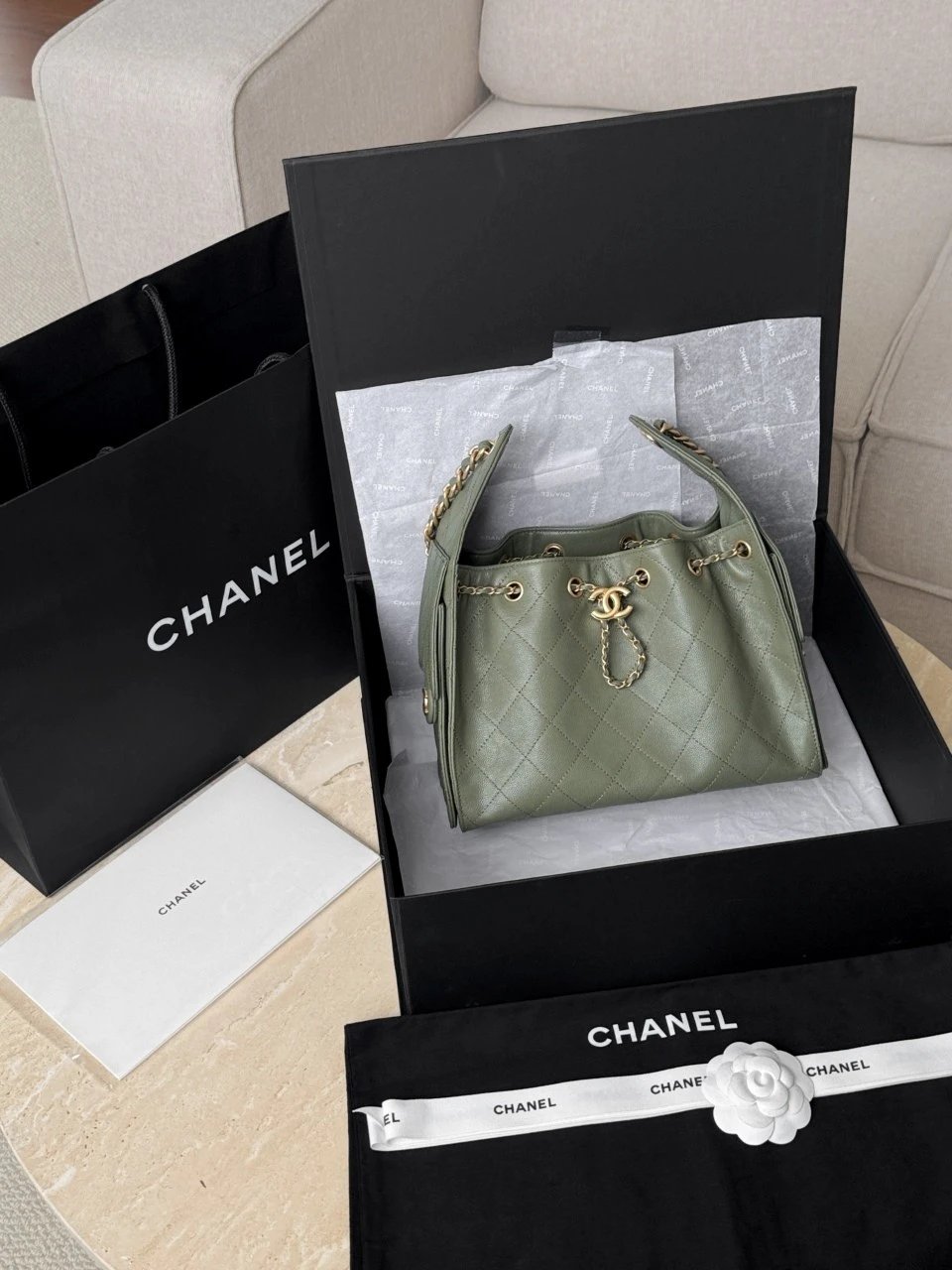 CHANEL 25Bag Caviar leather In Green - image 8