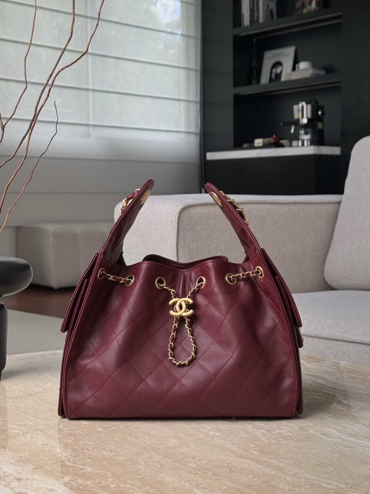 CHANEL 25C Hobo Bag Caviar leather In Burgundy - image 2