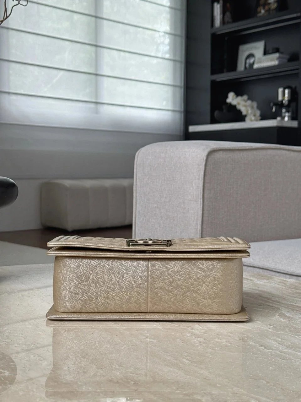CHANEL Le Boy 25 Champagne Gold Bag - image 5