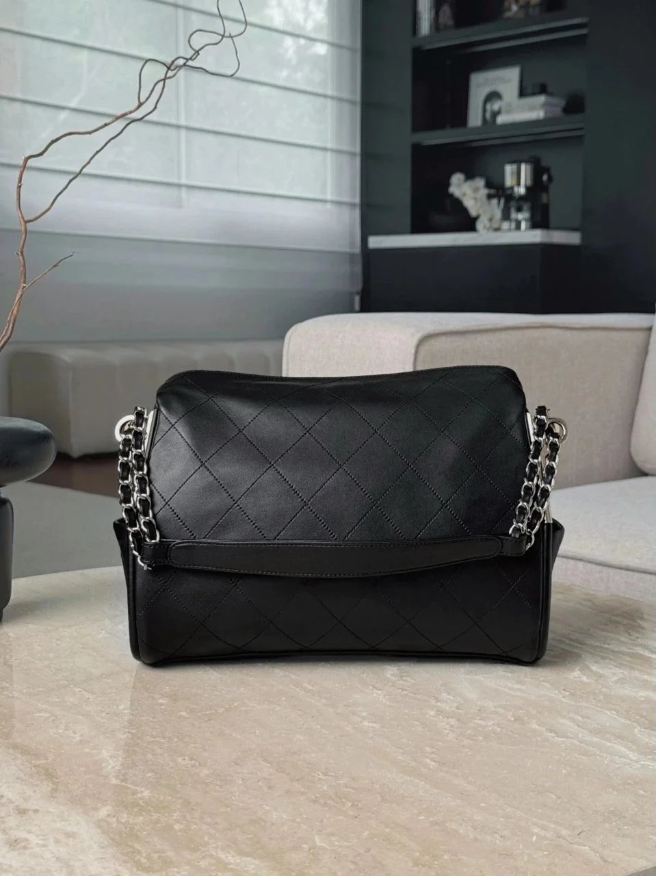 CHANEL Vintage Small Hobo Bag Silver Gold Hardware - image 3
