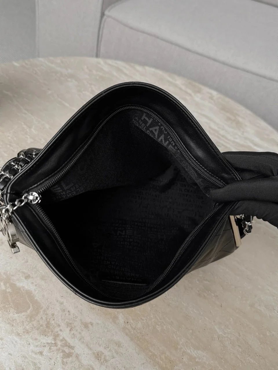 CHANEL Vintage Small Hobo Bag Silver Gold Hardware - image 6