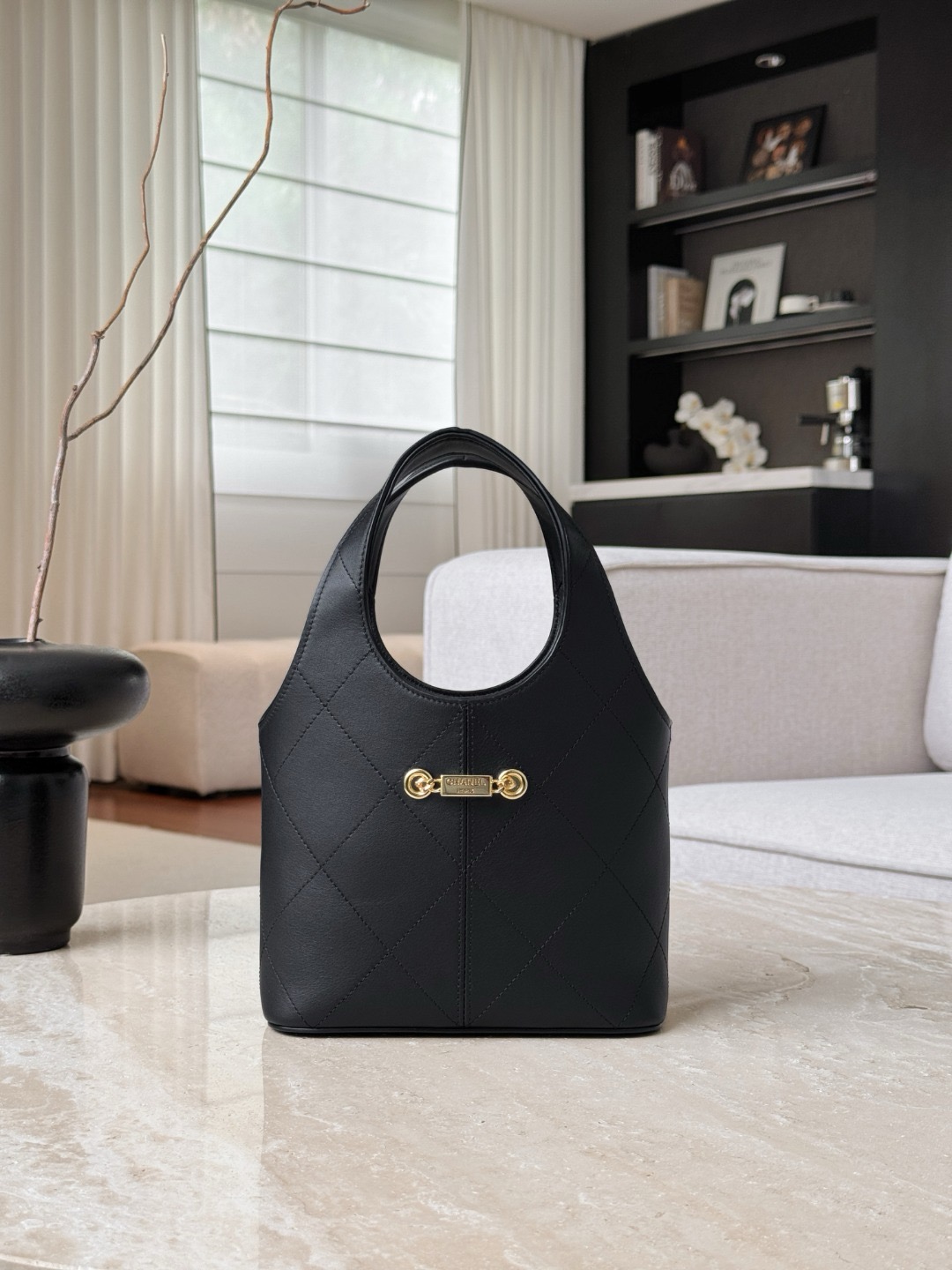 CHANEL Small Shopping Bag Calfskin Black - image 3
