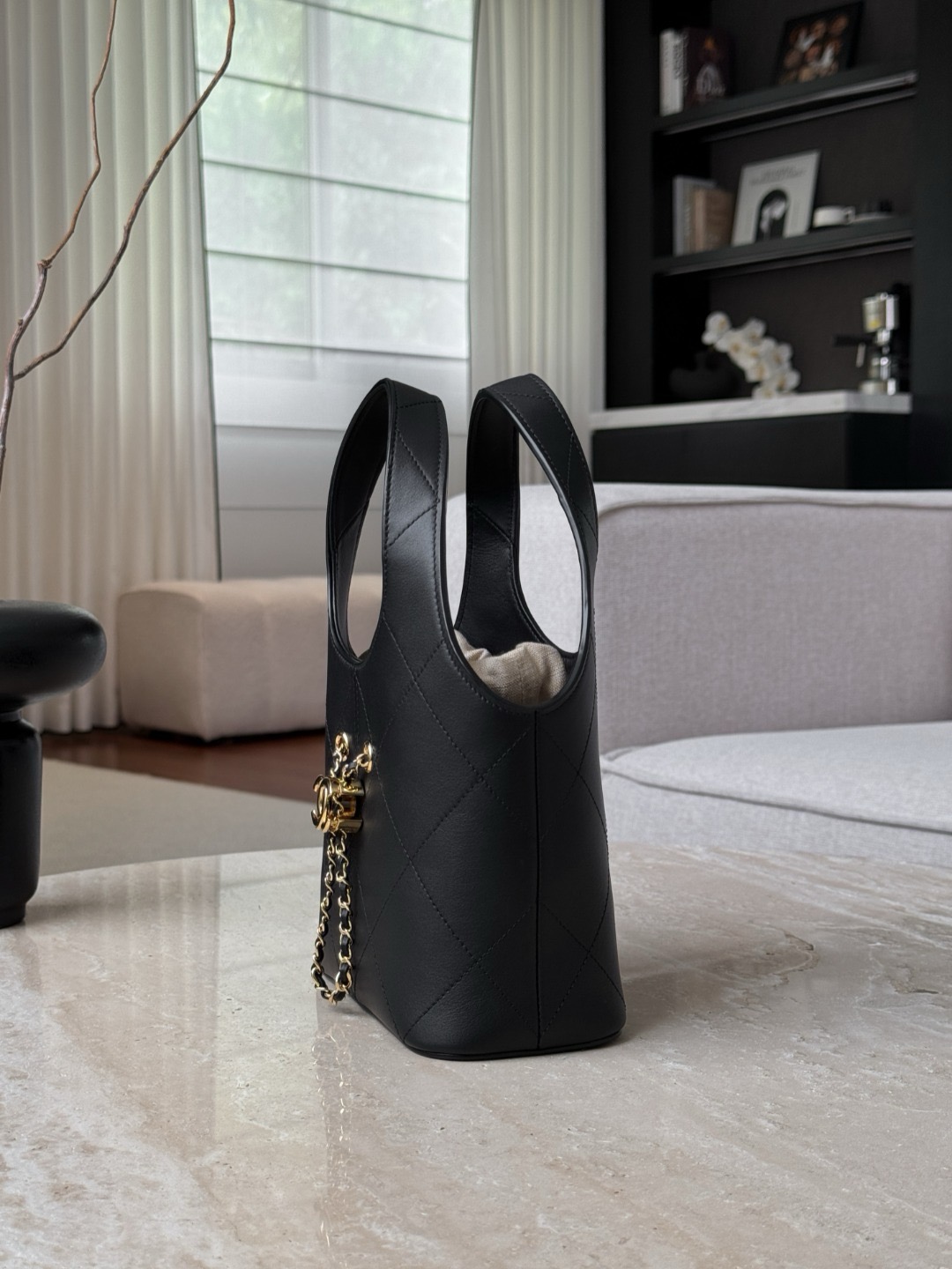 CHANEL Small Shopping Bag Calfskin Black - image 4