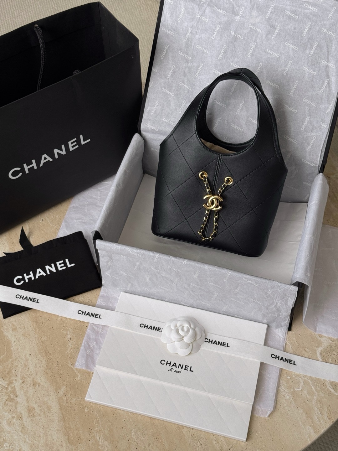 CHANEL Small Shopping Bag Calfskin Black - image 8