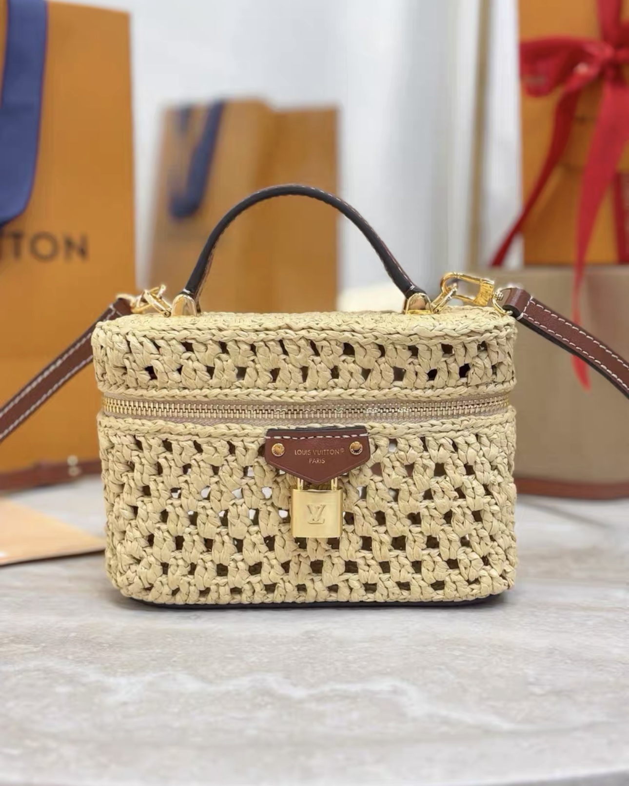 Vanity Chain Pouch-Raffia Collection - image 2