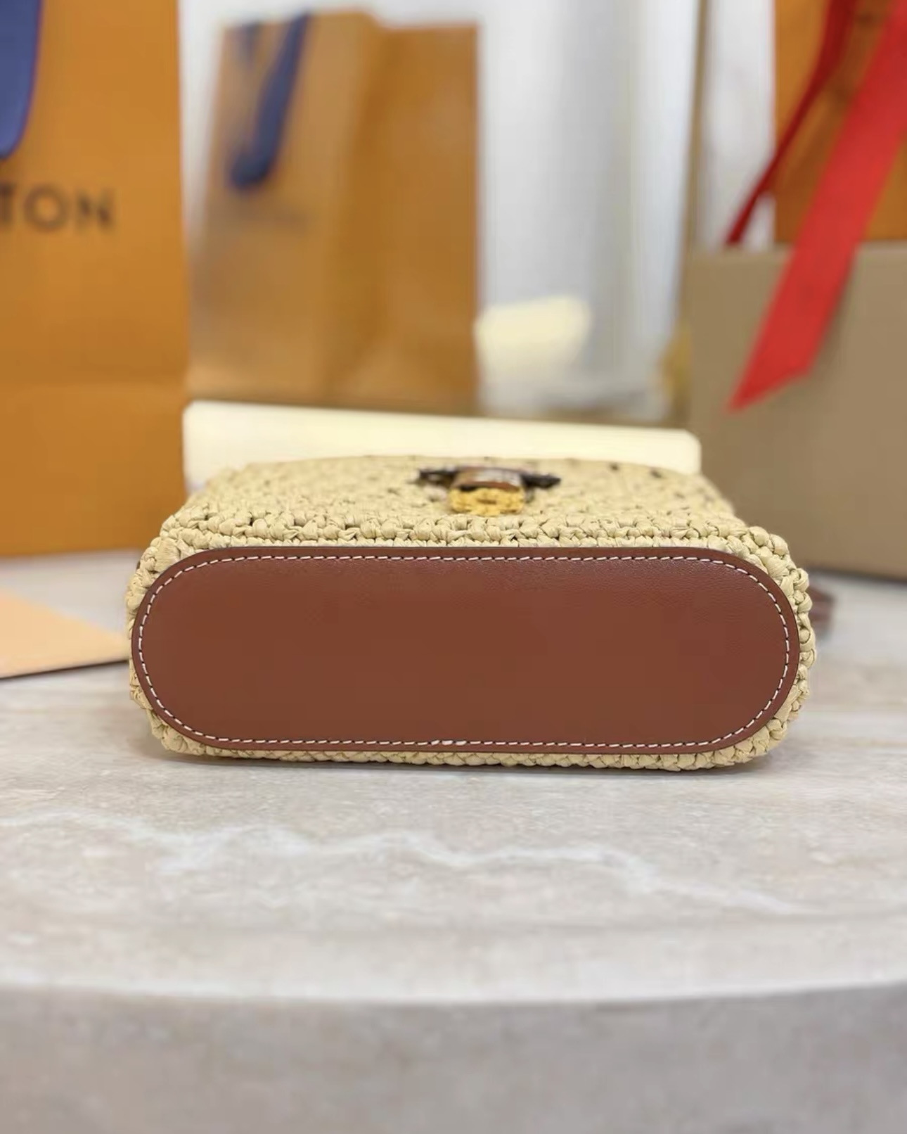 Vanity Chain Pouch-Raffia Collection - image 5