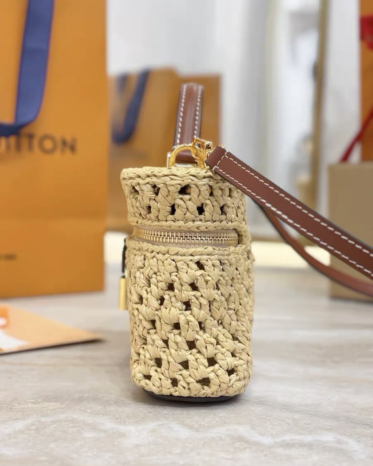 Vanity Chain Pouch-Raffia Collection - image 4