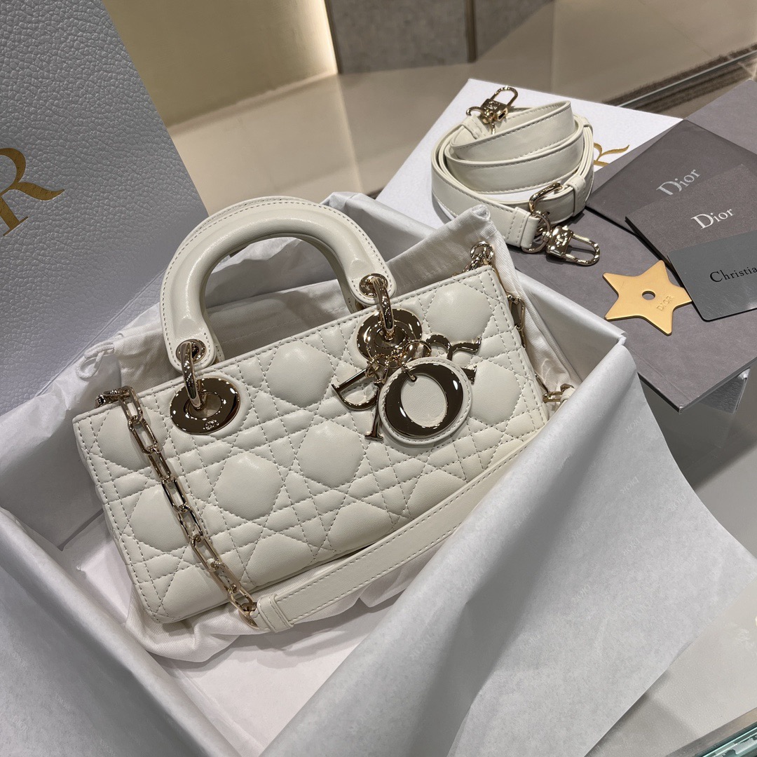 Small Lady D-Joy Bag Cannage Lambskin Latte - image 2