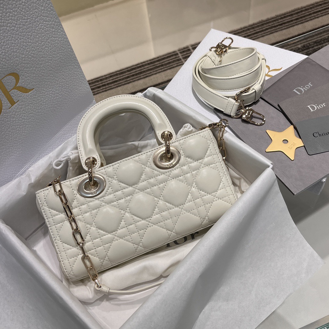 Small Lady D-Joy Bag Cannage Lambskin Latte - image 3