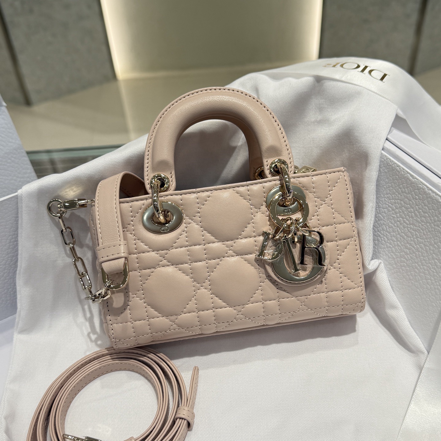 Micro Lady D-Joy Cannage Lambskin Pink - image 2