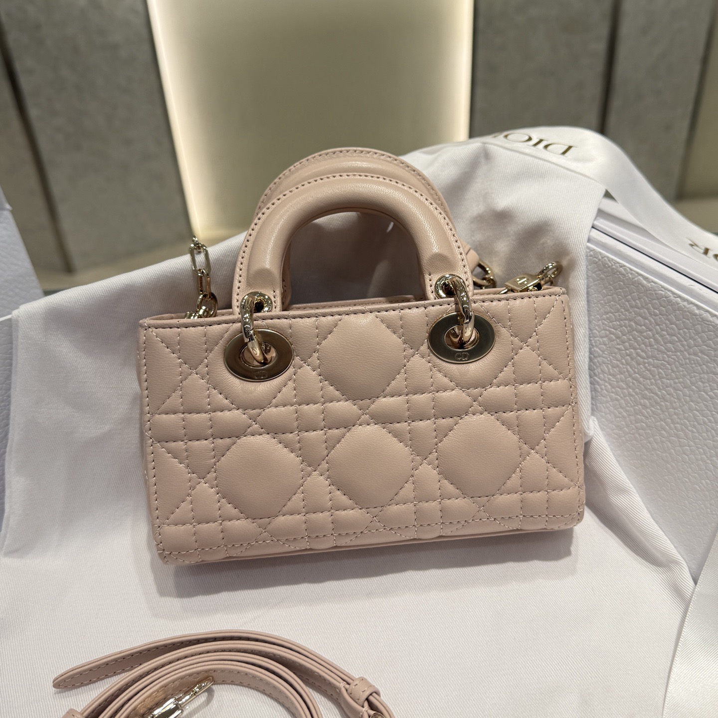 Micro Lady D-Joy Cannage Lambskin Pink - image 3
