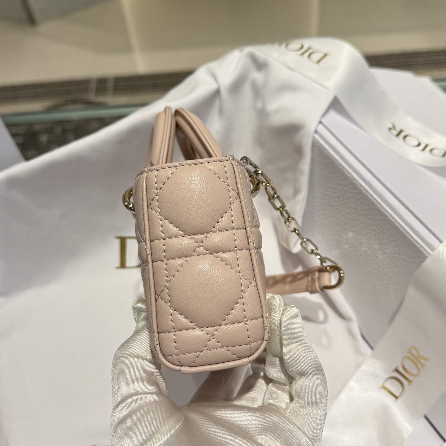 Micro Lady D-Joy Cannage Lambskin Pink - image 4