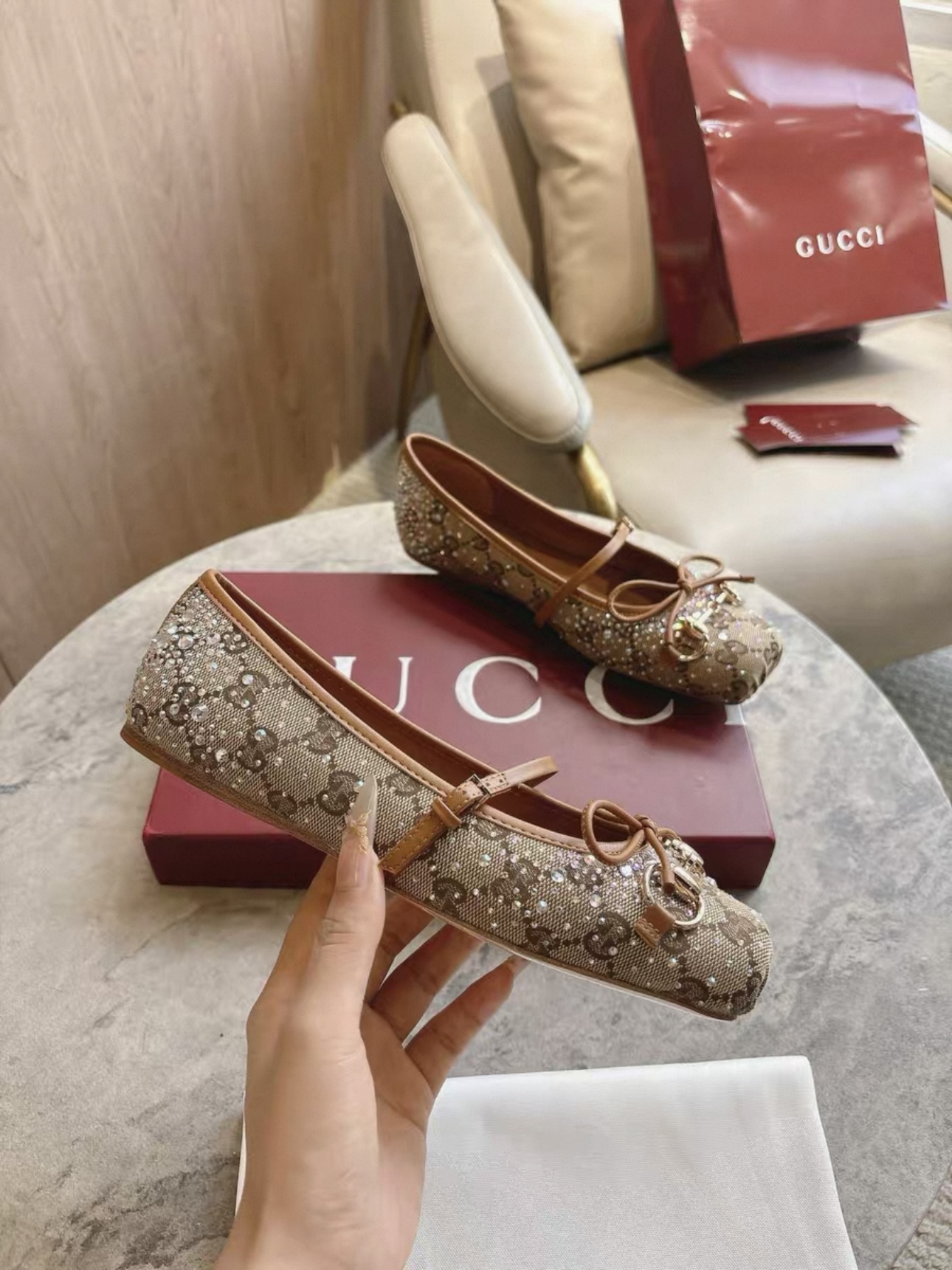 GUCCI Crystal Horsebit ballet flat - image 4