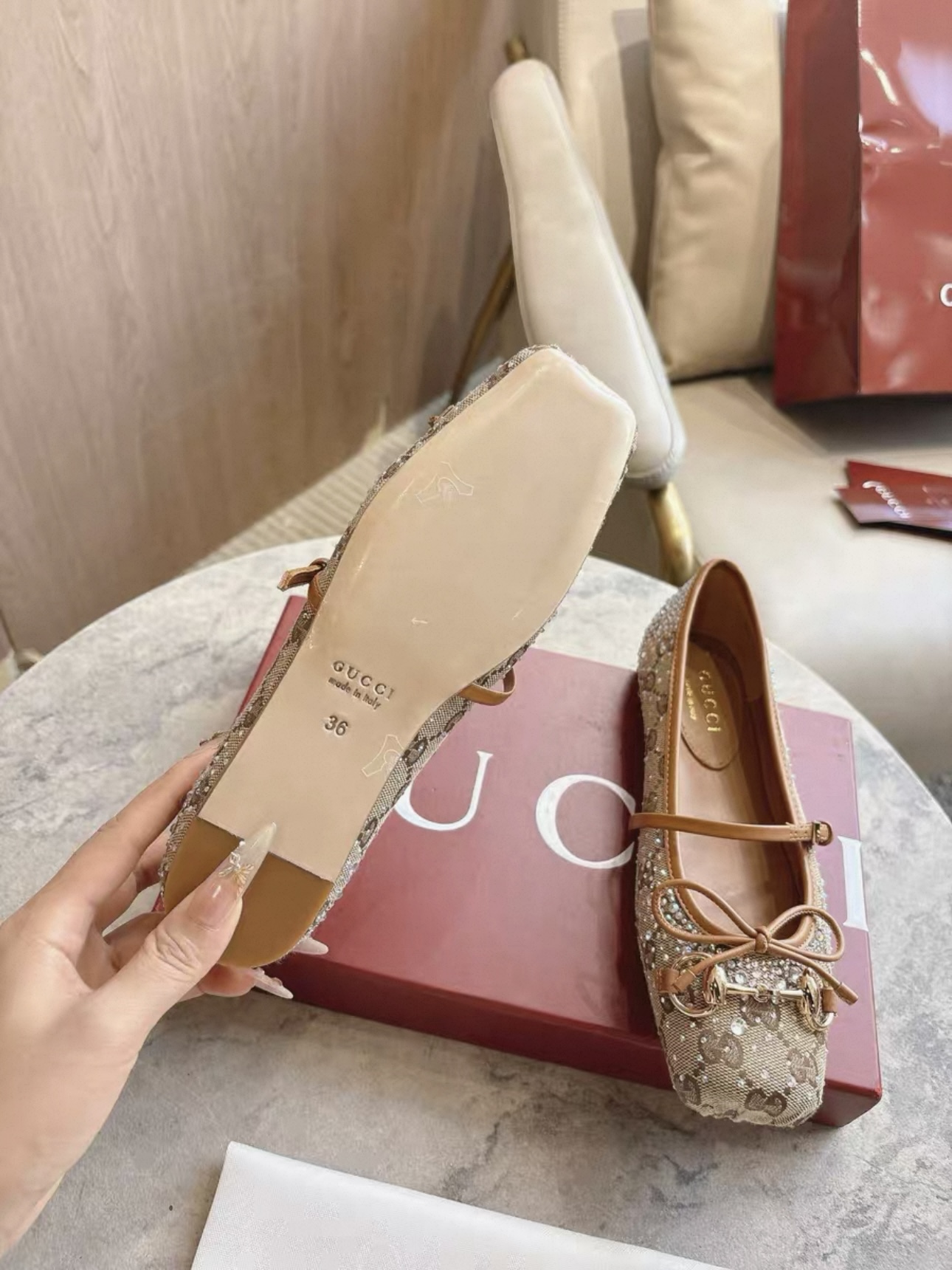 GUCCI Crystal Horsebit ballet flat - image 7