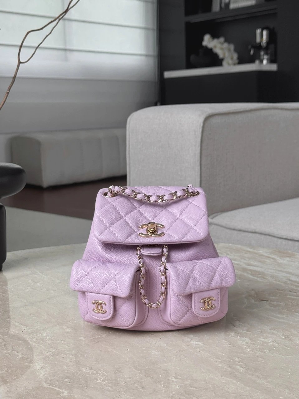 CHANEL Duma Drawstring Backpack Two Pokect Caviar - image 2