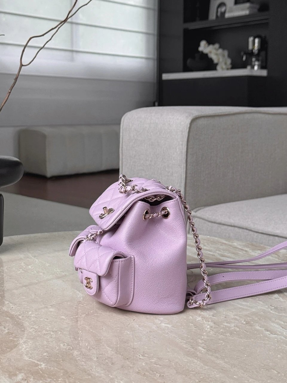 CHANEL Duma Drawstring Backpack Two Pokect Caviar - image 4