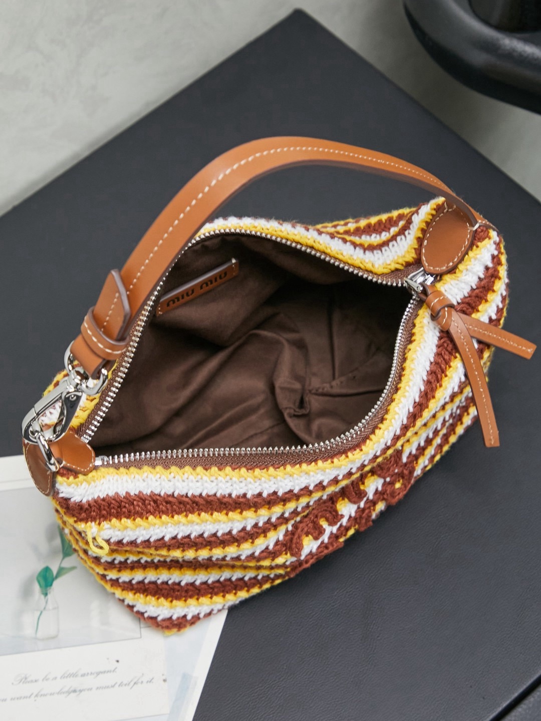 MIUMIU Crochet pouch Cognac/Yellow - image 5
