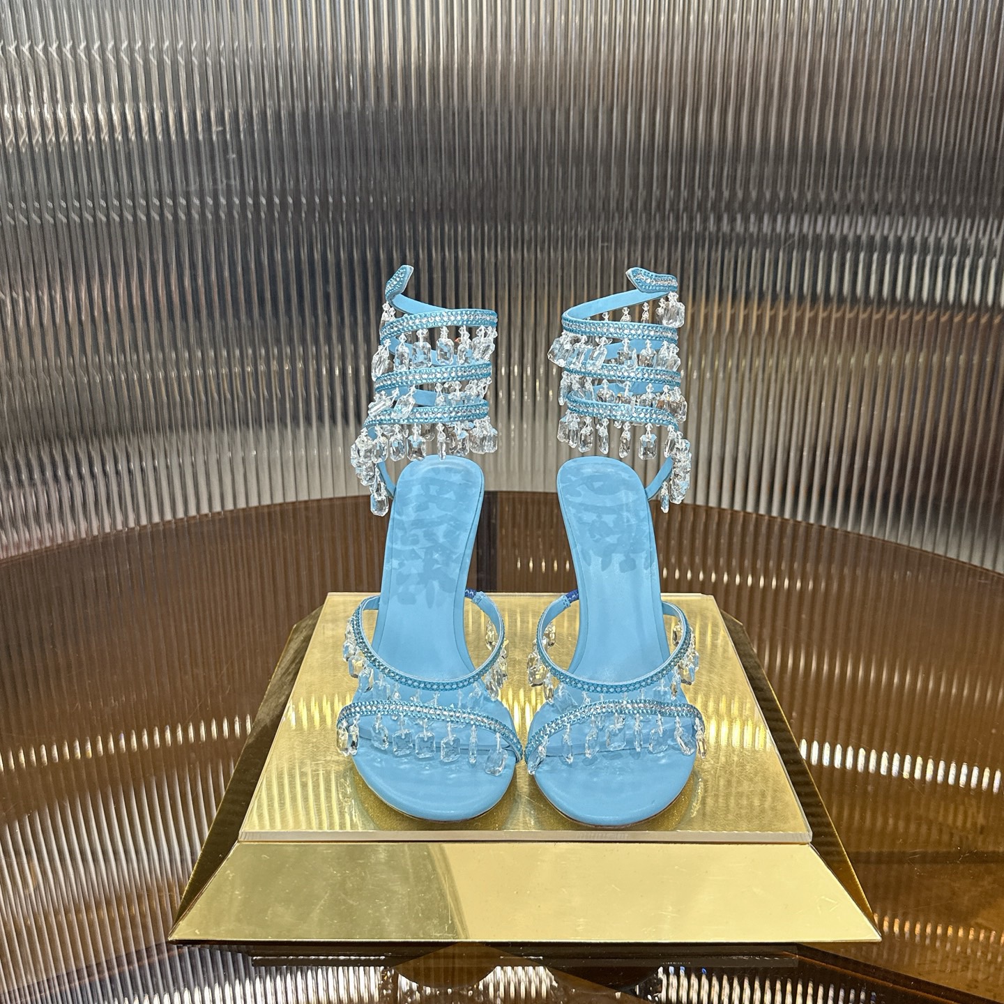 RENE  CAOVILLA Chandelier crystal-embellished leather sandals - image 2