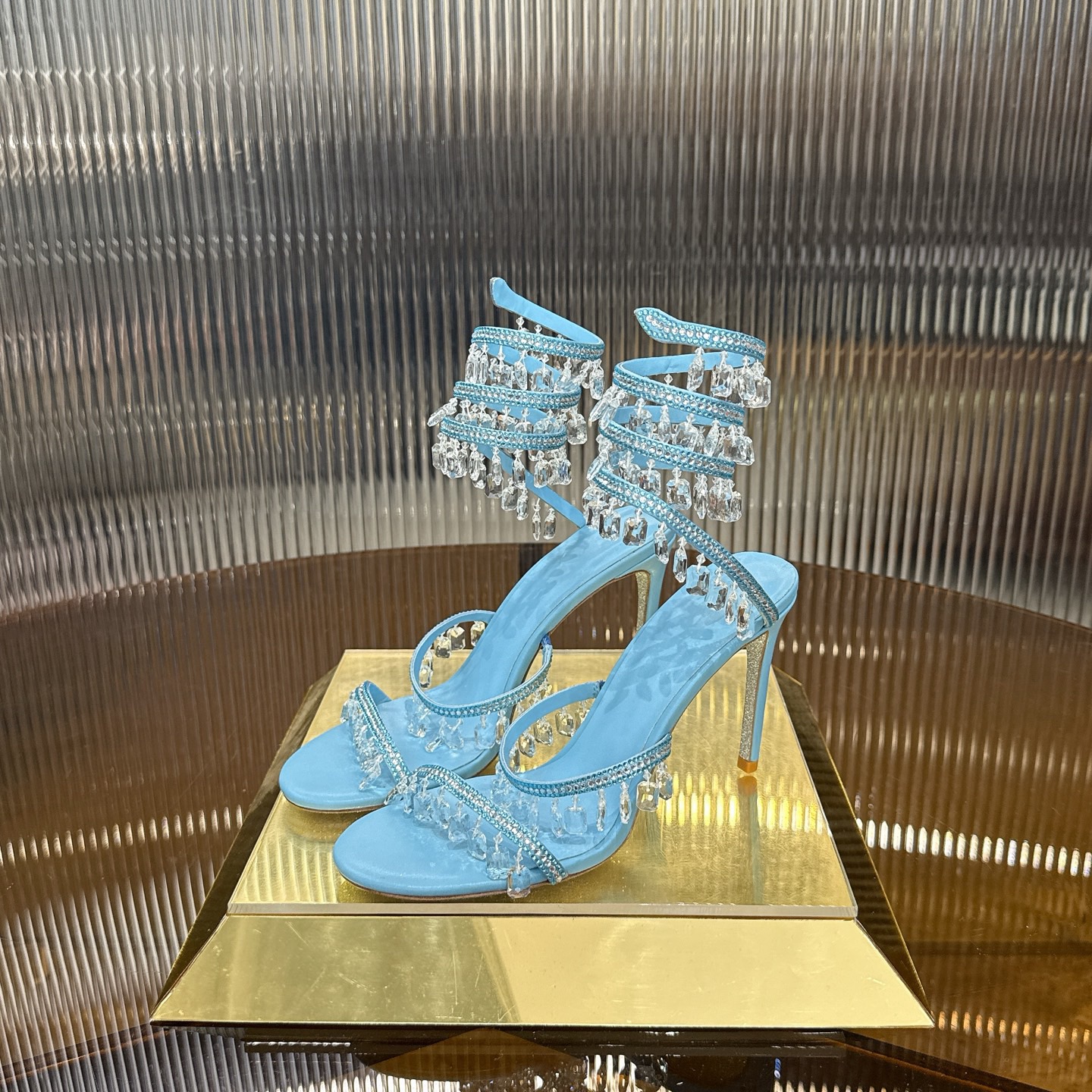 RENE  CAOVILLA Chandelier crystal-embellished leather sandals - image 3