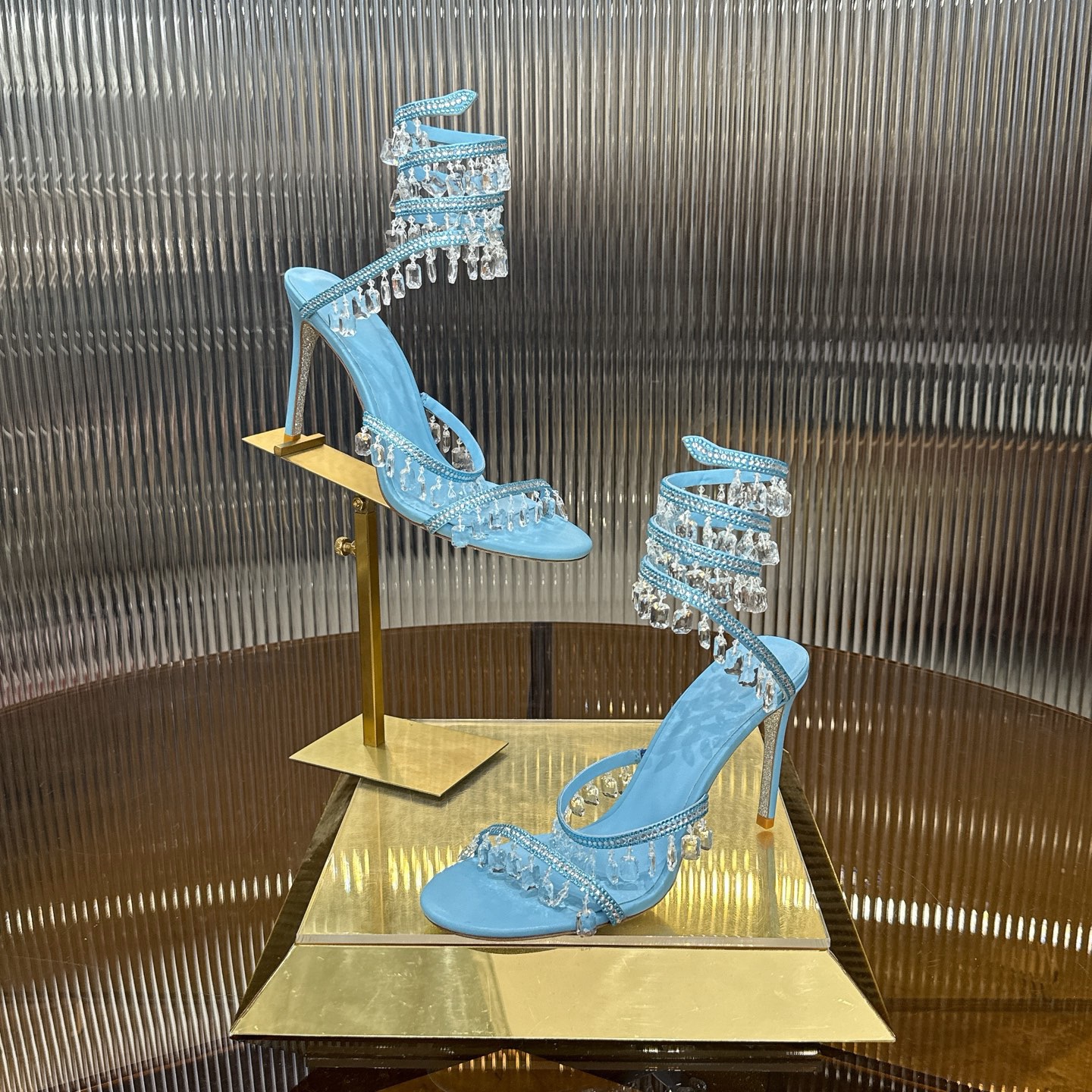 RENE  CAOVILLA Chandelier crystal-embellished leather sandals - image 4